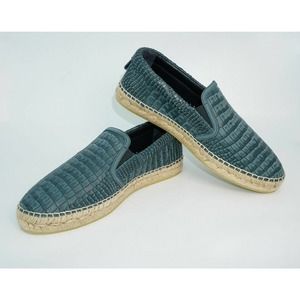 NIB JIMMY CHOO VLAD GREEN LEATHER CROC PRINT LOGO ESPADRILLE 40 7 SPAIN